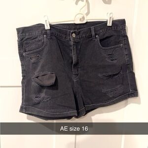 American Eagle Outfitters Women's Dark Gray Distressed Jean Shorts